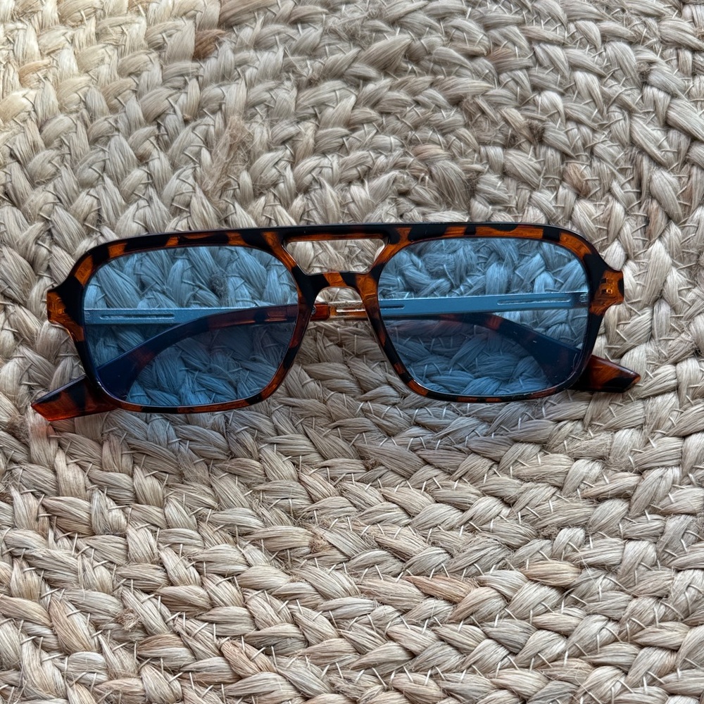 Tortoise Shell Sunglasses with Blue Lenses